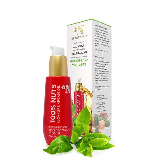 100% Pure Organic Argan Oil with Green Tea Essence